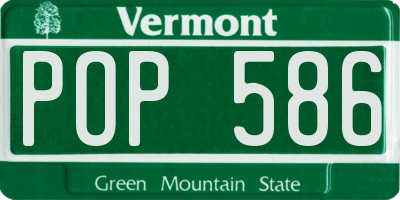 VT license plate POP586