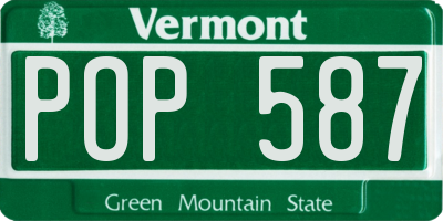 VT license plate POP587