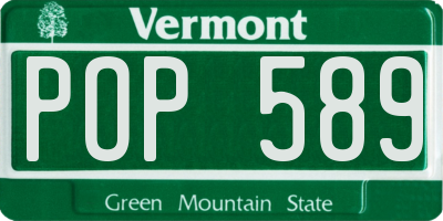 VT license plate POP589