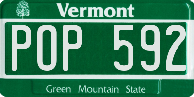 VT license plate POP592