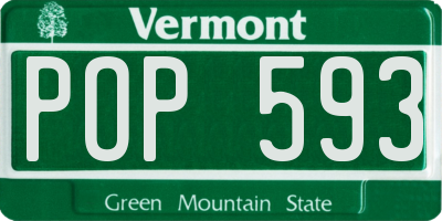 VT license plate POP593