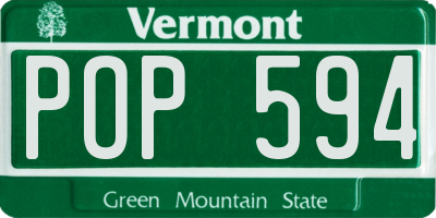 VT license plate POP594