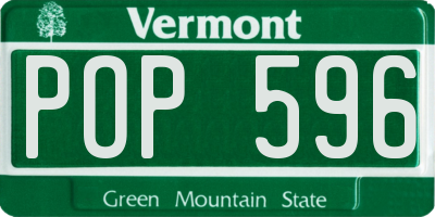 VT license plate POP596