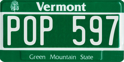 VT license plate POP597