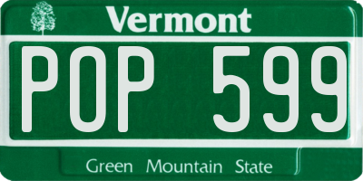 VT license plate POP599