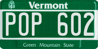 VT license plate POP602