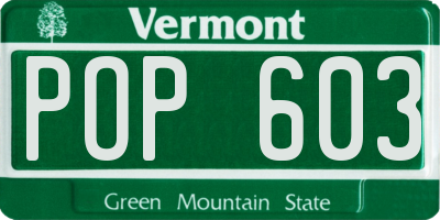 VT license plate POP603