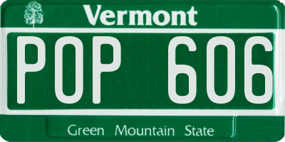 VT license plate POP606