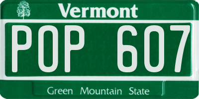 VT license plate POP607