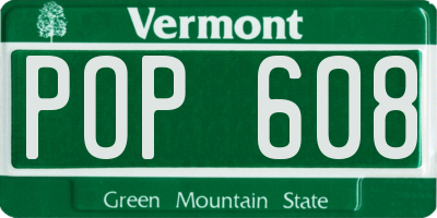 VT license plate POP608