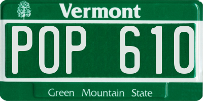 VT license plate POP610