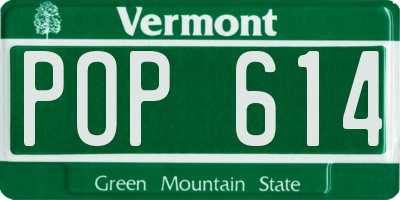 VT license plate POP614