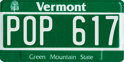 VT license plate POP617