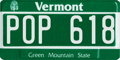 VT license plate POP618