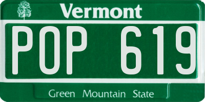 VT license plate POP619