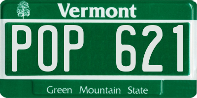 VT license plate POP621