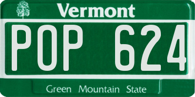 VT license plate POP624
