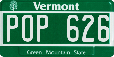 VT license plate POP626