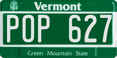 VT license plate POP627