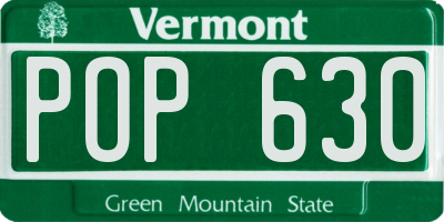 VT license plate POP630