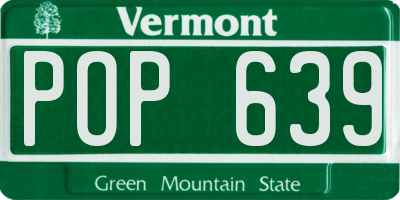 VT license plate POP639