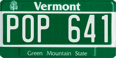 VT license plate POP641