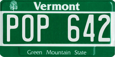 VT license plate POP642