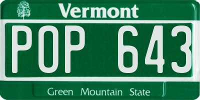 VT license plate POP643