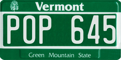 VT license plate POP645