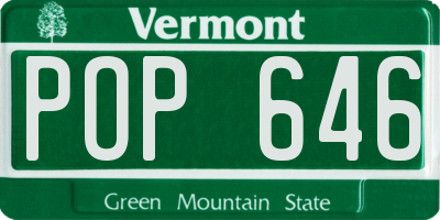 VT license plate POP646