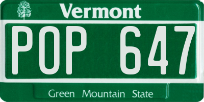 VT license plate POP647