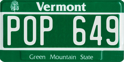 VT license plate POP649