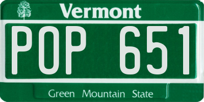 VT license plate POP651
