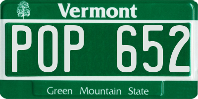 VT license plate POP652