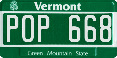 VT license plate POP668