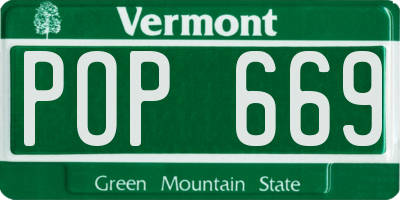 VT license plate POP669