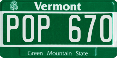 VT license plate POP670