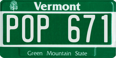 VT license plate POP671