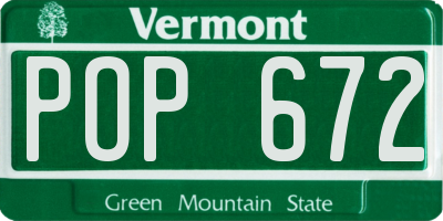 VT license plate POP672