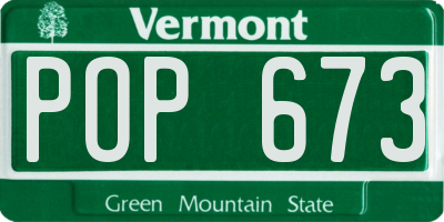 VT license plate POP673