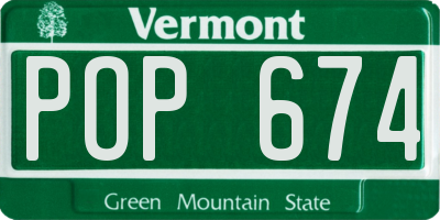 VT license plate POP674