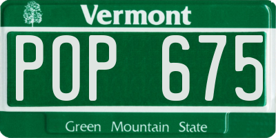 VT license plate POP675