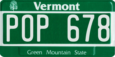 VT license plate POP678