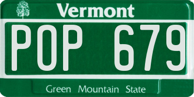 VT license plate POP679