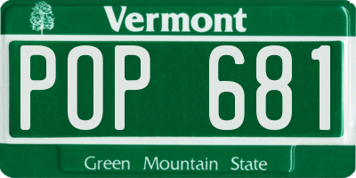 VT license plate POP681