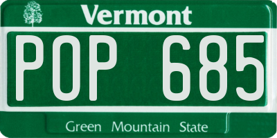VT license plate POP685