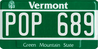 VT license plate POP689