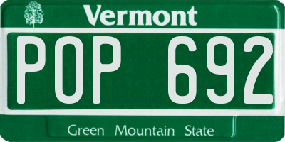 VT license plate POP692