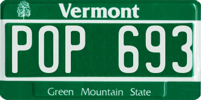 VT license plate POP693