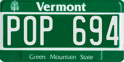 VT license plate POP694